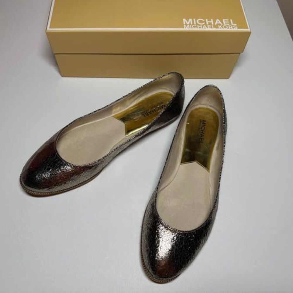 Michael Kors Ballet Crinkled Metallic Flats